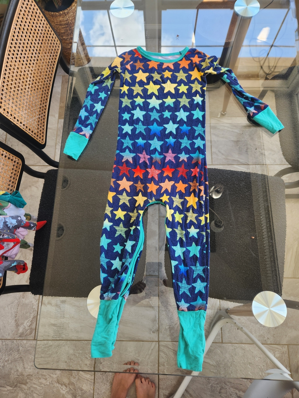 Little Sleepies Navy One-Piece Footie with Multicolor Stars